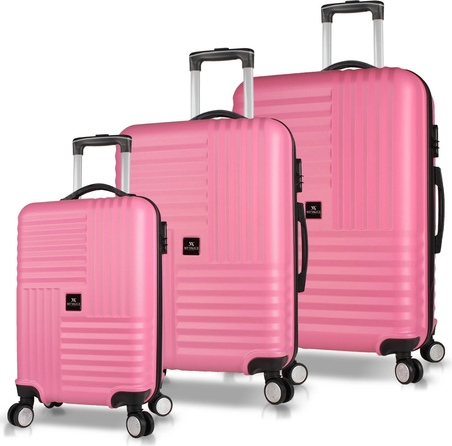 Set valixhesh (3 copë), ngjyrë rozë, Zoozie Bags, 8142