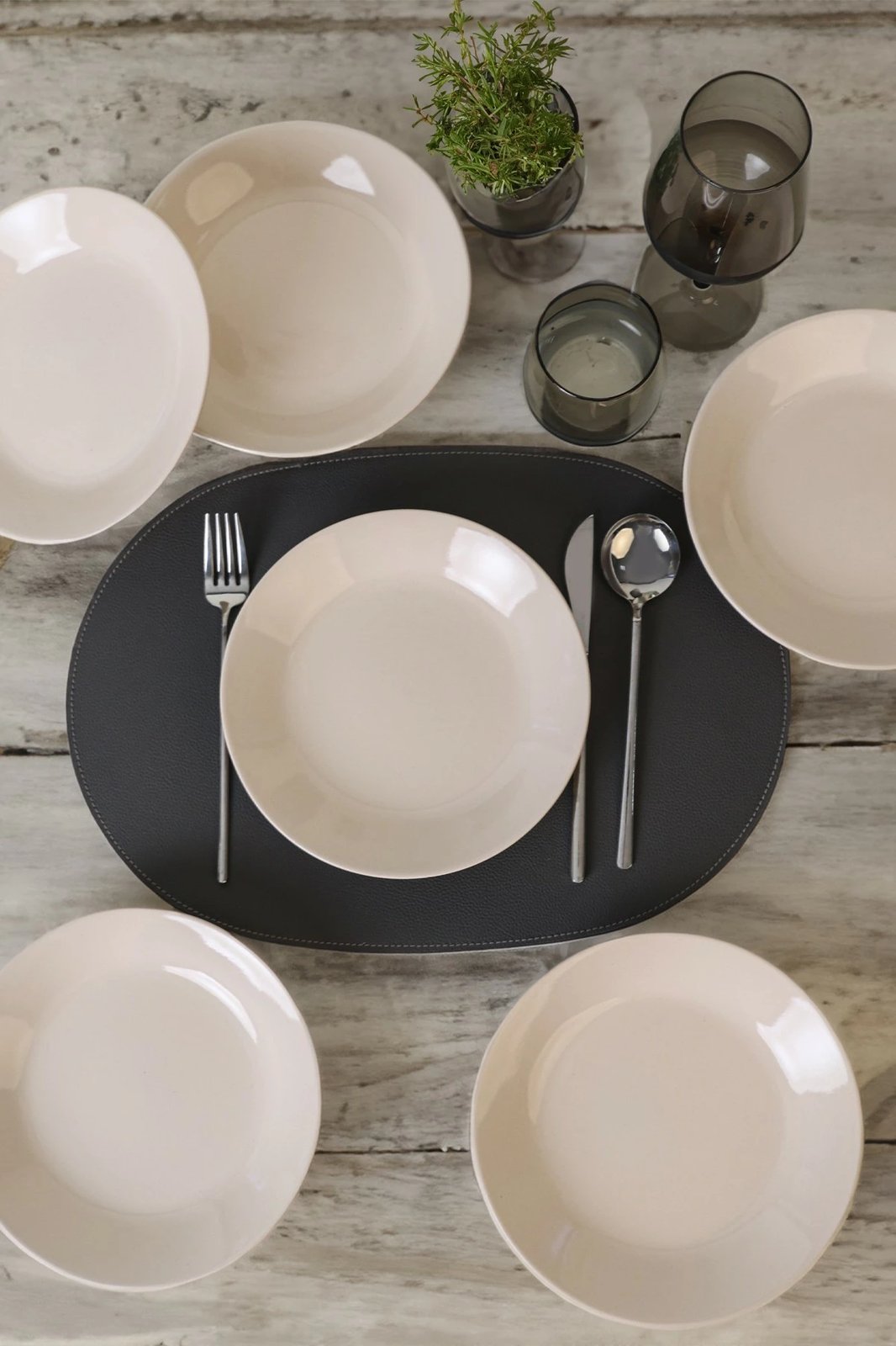 Set pjatash (6 copë), Hermia Concept, krem, X00017610