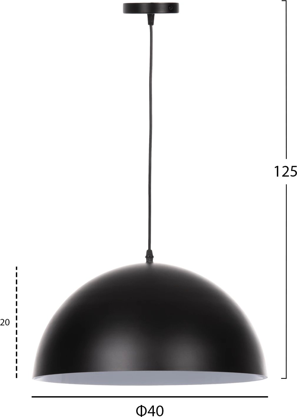 Llambë varëse tavani, kapak i rrumbullakët, metal i zi, FH4078, Φ40x125H cm