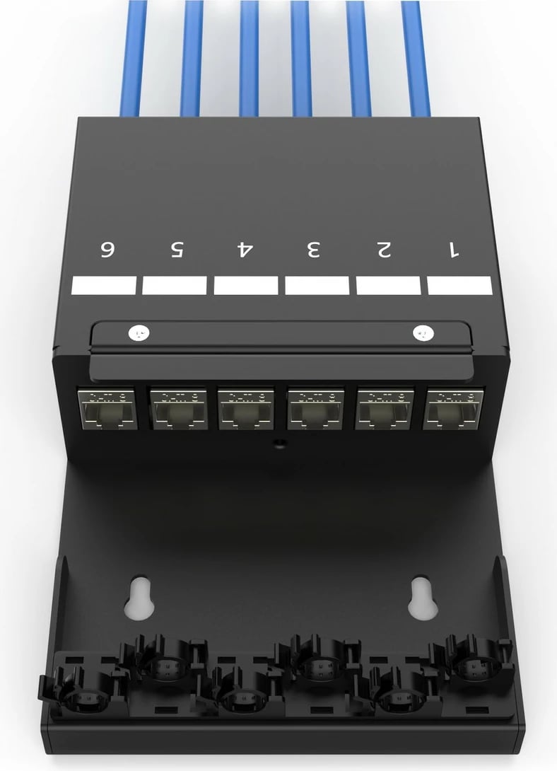 Kuti konsolidimi rrjeti Digitus, 6 Keystone, menaxhim kabllosh, e zezë, çelik
