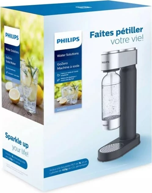 Saturator uji Philips GoZero ADD4902BK/10, 1L, inox, zi