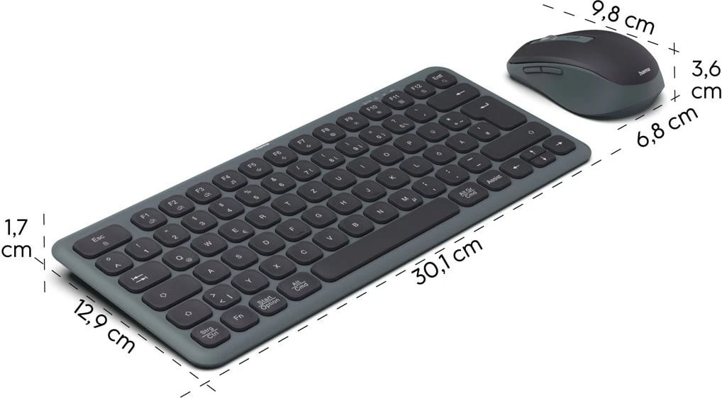 Set tastierë dhe maus Hama WKM-500, wireless, USB/Bluetooth, i zi/gri