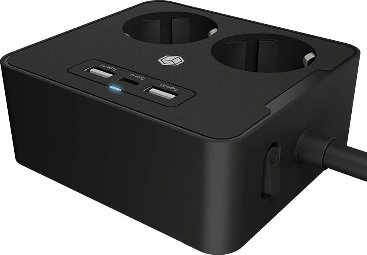 Prizë dyfishe ICY BOX me 2x USB porta, e zezë