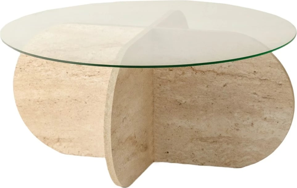 Tavolinë kafeje Hanah Home, Bubble, ngjyrë travertin, xham transparent