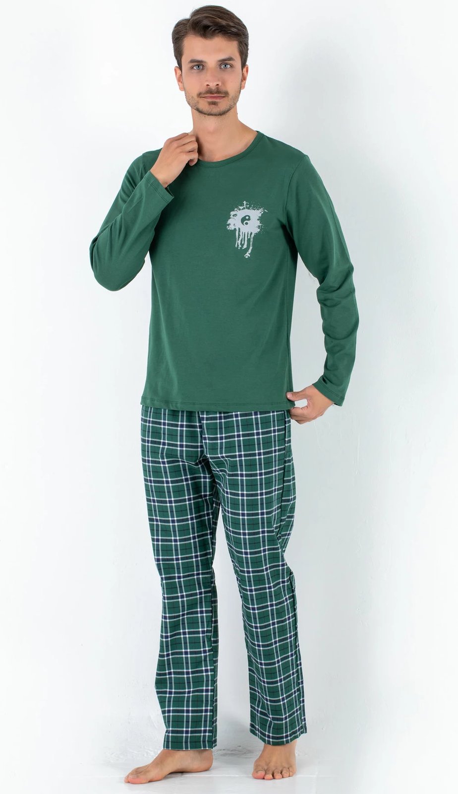 Set pizhamash për burra Jumeon, 002-000306, e gjelbër