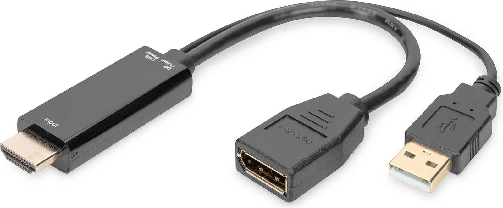Adapter HDMI në DisplayPort Digitus 4K, 0.2m, i zi
