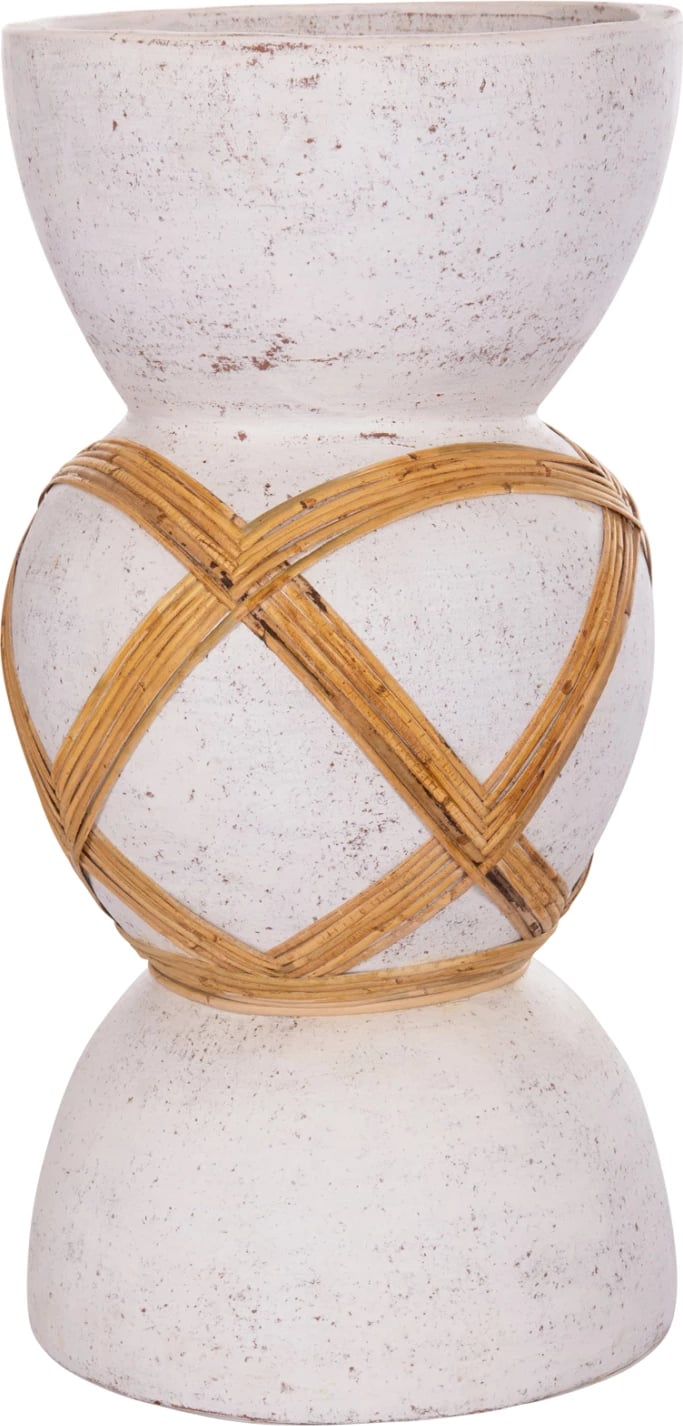 Vazo dekorative për dysheme MAYNARD, fibër-cement, e bardhë, ratan, FH4672.02L, 32x62.5cm