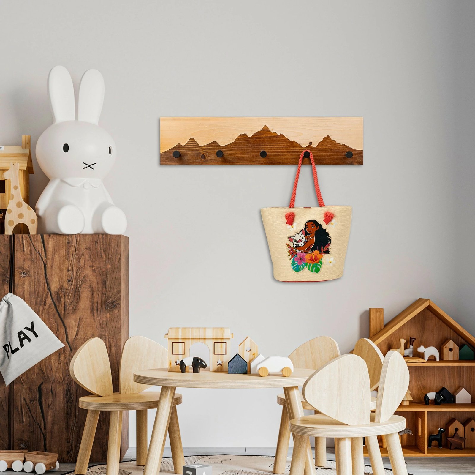 Varëse muri prej druri Wallity, Mountain 4, ngjyrë arre/natyrale