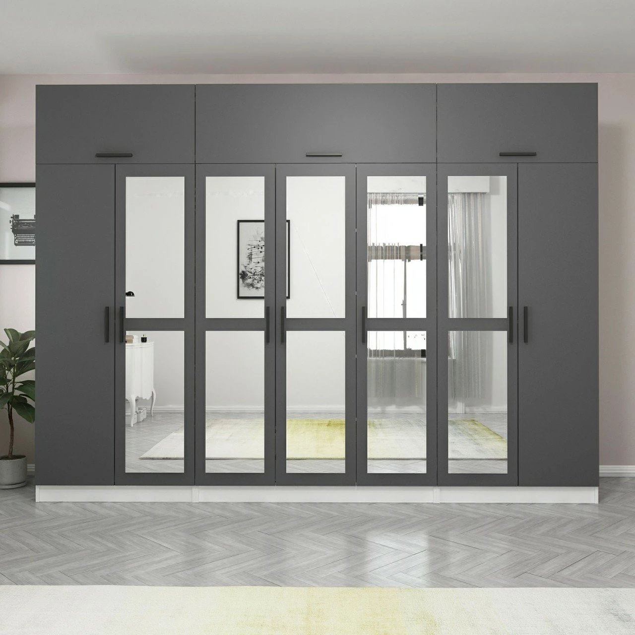 Dollap i madh për rroba, ngjyrë antracit dhe e bardhë, Skye Decor, 5164