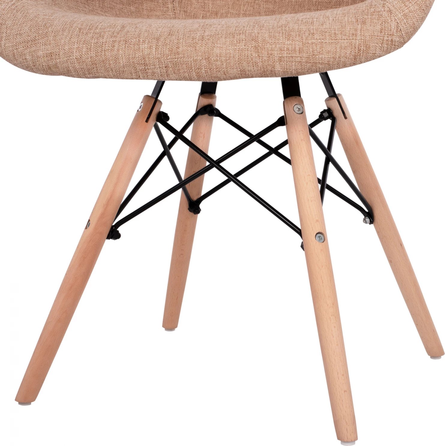 Karrige me krahë, këmbë druri dhe pëlhurë bezhë Mirto FH005.63, 63x57x81 cm, set prej 2 copë