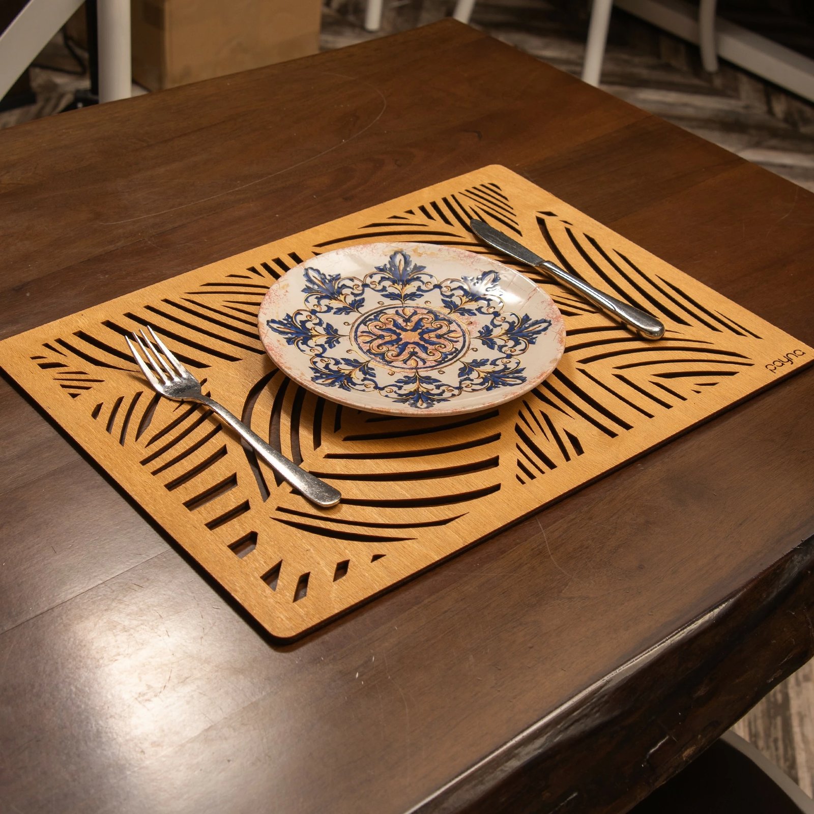 Set nënshtruesish tavoline prej druri, 6 copë, Hermia, ngjyrë mjaltë