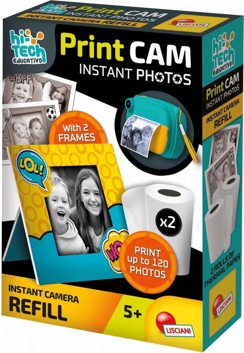 Aparat fotografik për fëmijë Lisciani Print CAM, 3-në-1, Blu/Verdhë, set me aksesorë