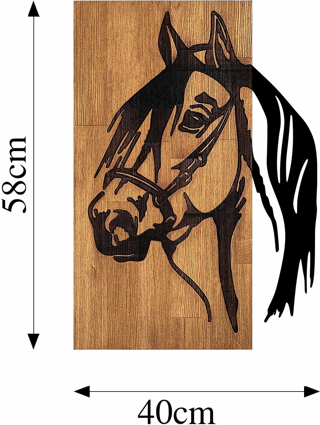 Aksesor dekorativ muri, dru dhe metal, dizajn kali, Wallity, 40x3x58cm