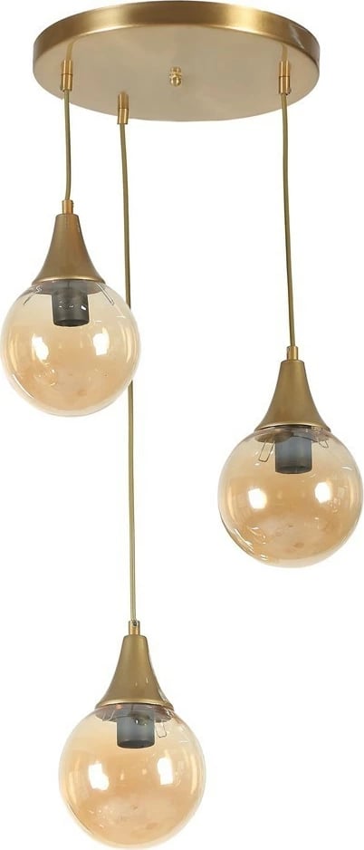 Llambë tavani Opviq Afra, 3 drita, ngjyrë qelqi bal dhe ar