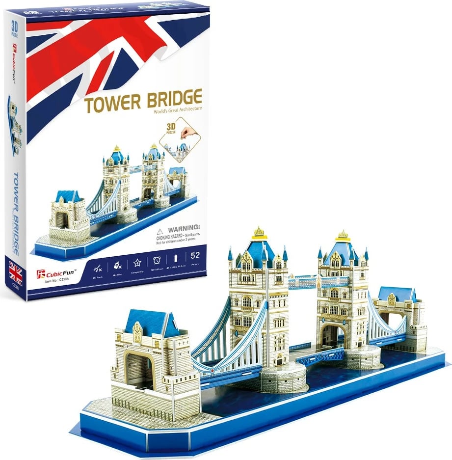 Puzzle 3D Cubic Fun Tower Bridge, 52 pjesë