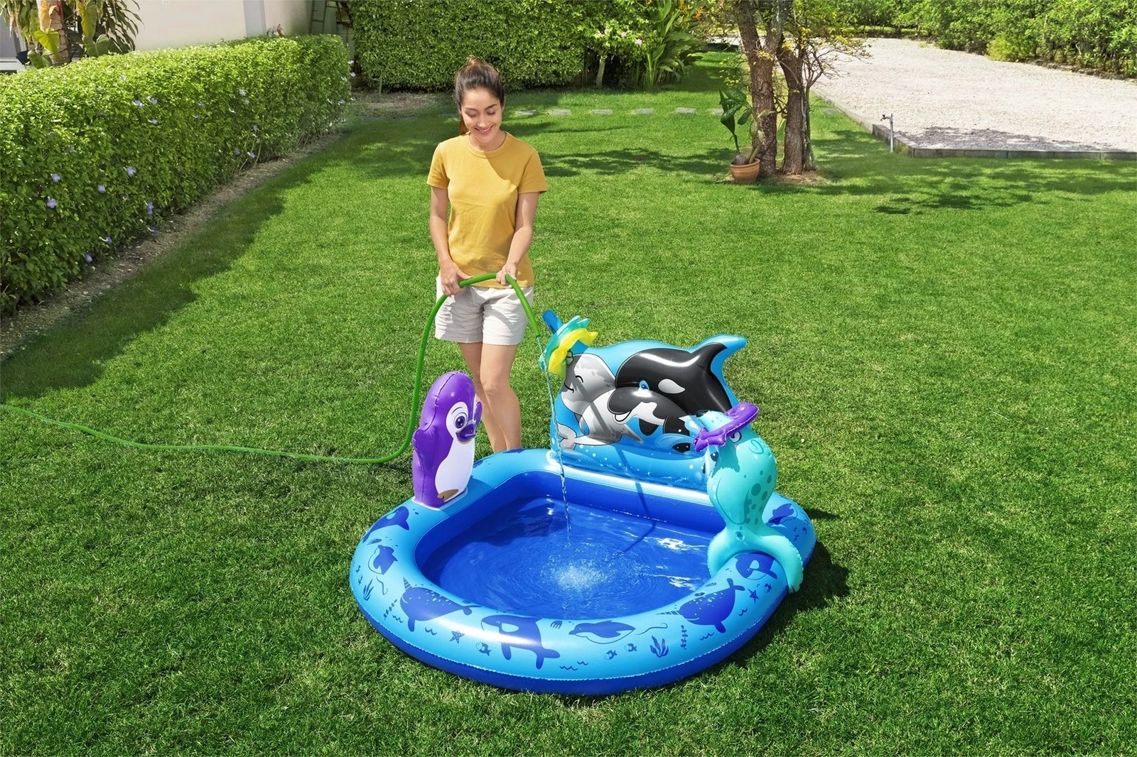 Qendër loje uji e fryrë për fëmijë Bestway Polar Pals, 1.34 m x 1.31 m x 73 cm, Blu