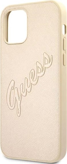 Mbështjellës Guess GUHCP12MRSAVSLG për iPhone 12/12 Pro 6.1", Saffiano Vintage Script, Gold