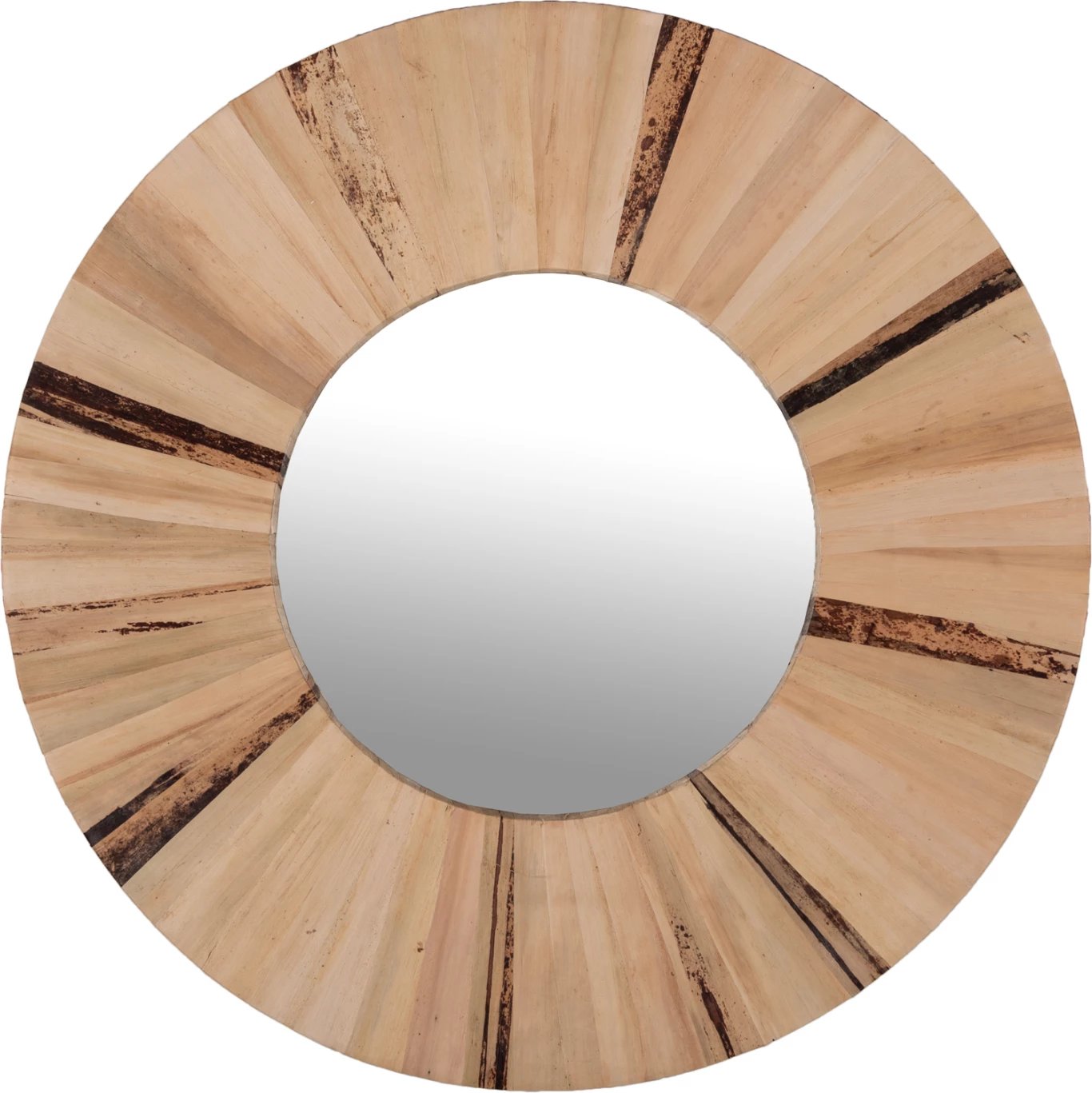 Pasqyrë muri e rrumbullakët, FH7838, kornizë prej fijeve të gjetheve të palmës së tharë, ngjyrë natyrale, Φ80x4cm