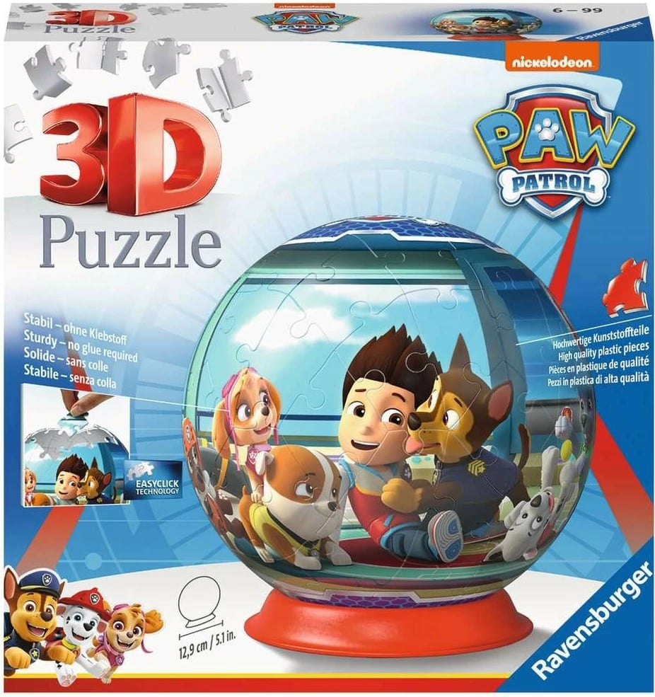 Puzzle 3D Ravensburger Paw Patrol, 72 pjesë, me bazë