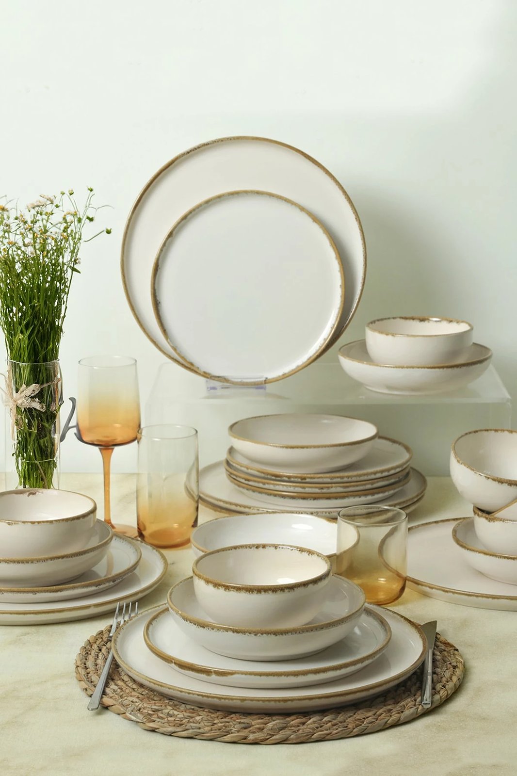 Set enësh darke qeramike, 24 copë, Hermia Concept, krem, X000158540000000000000000