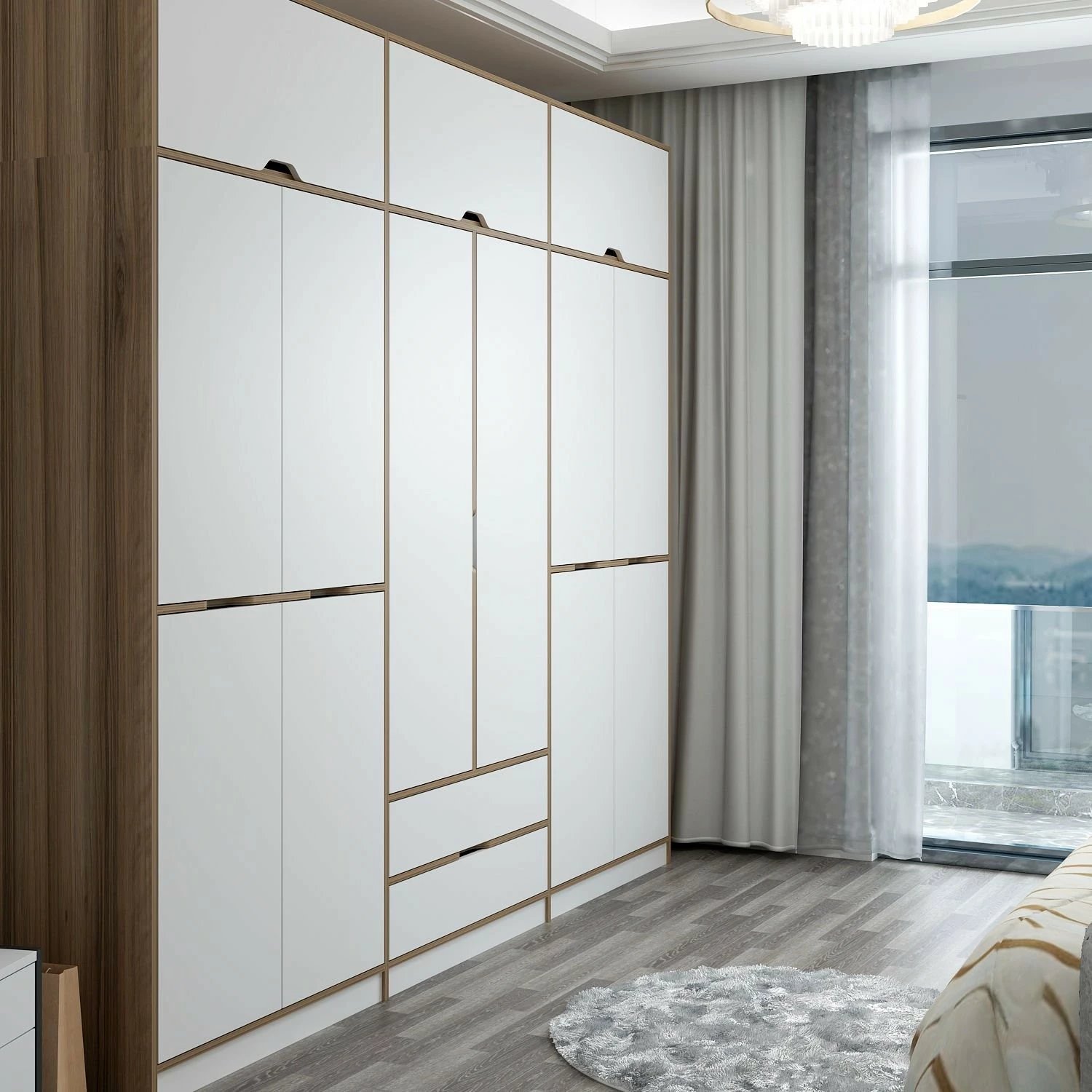 Dollap i madh për rroba, ngjyrë e bardhë dhe dore, Skye Decor Elina - 8914