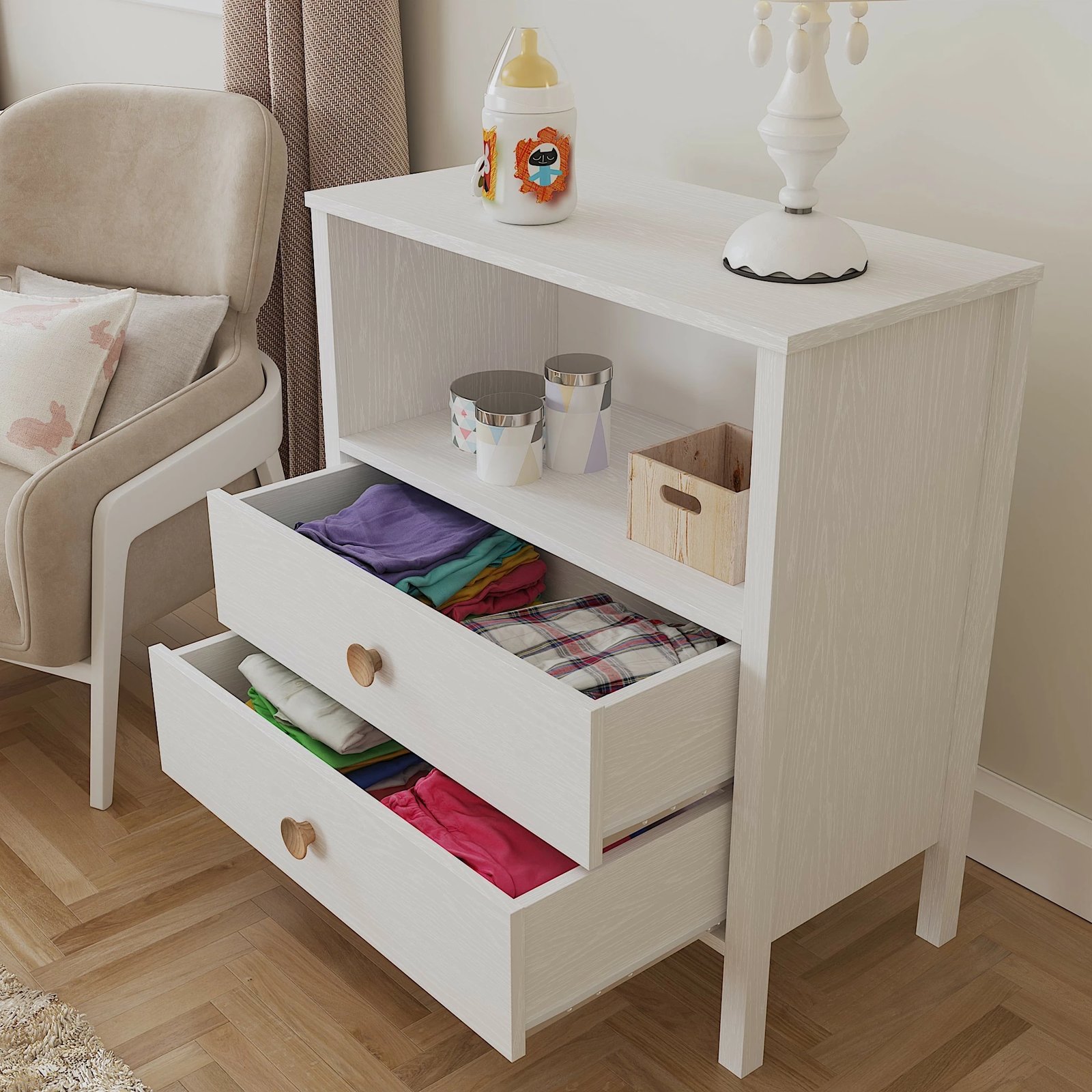 Komodë Hanah Home, FRN-10053, druri dhe e bardhë