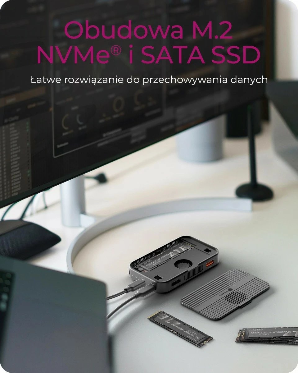 Stacion dokimi 7-në-1 IcyBox IB-DK4071M-CU31 me mbështetje NVMe+SATA, antracit