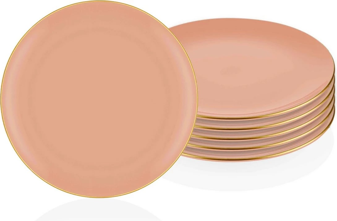 Set pjatash ëmbëlsirash qeramike (6 copë), Hermia, BSC0015, ngjyrë salmon