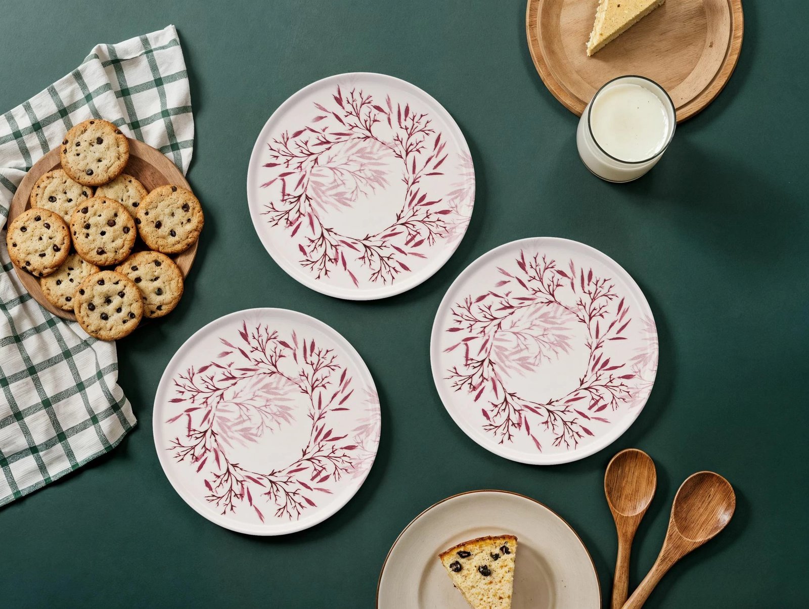 Set pjatash për ëmbëlsira (6 copë), Hermia Concept, gjemb i kuq