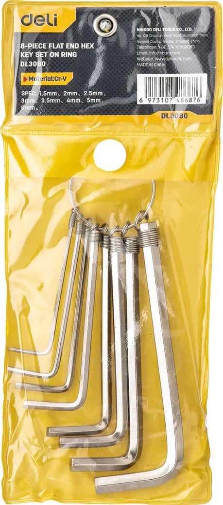 Set çelësa imbus Deli Tools EDL3080, 1.5-6mm, argjendtë