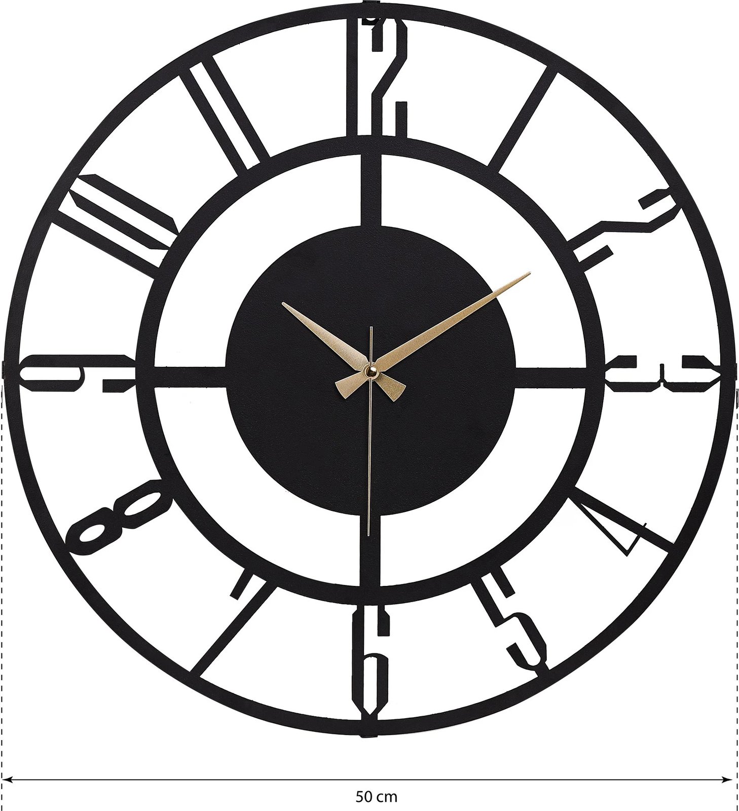 Orë muri dekorative prej metali, Wallity Bunella, e zezë, 50cm