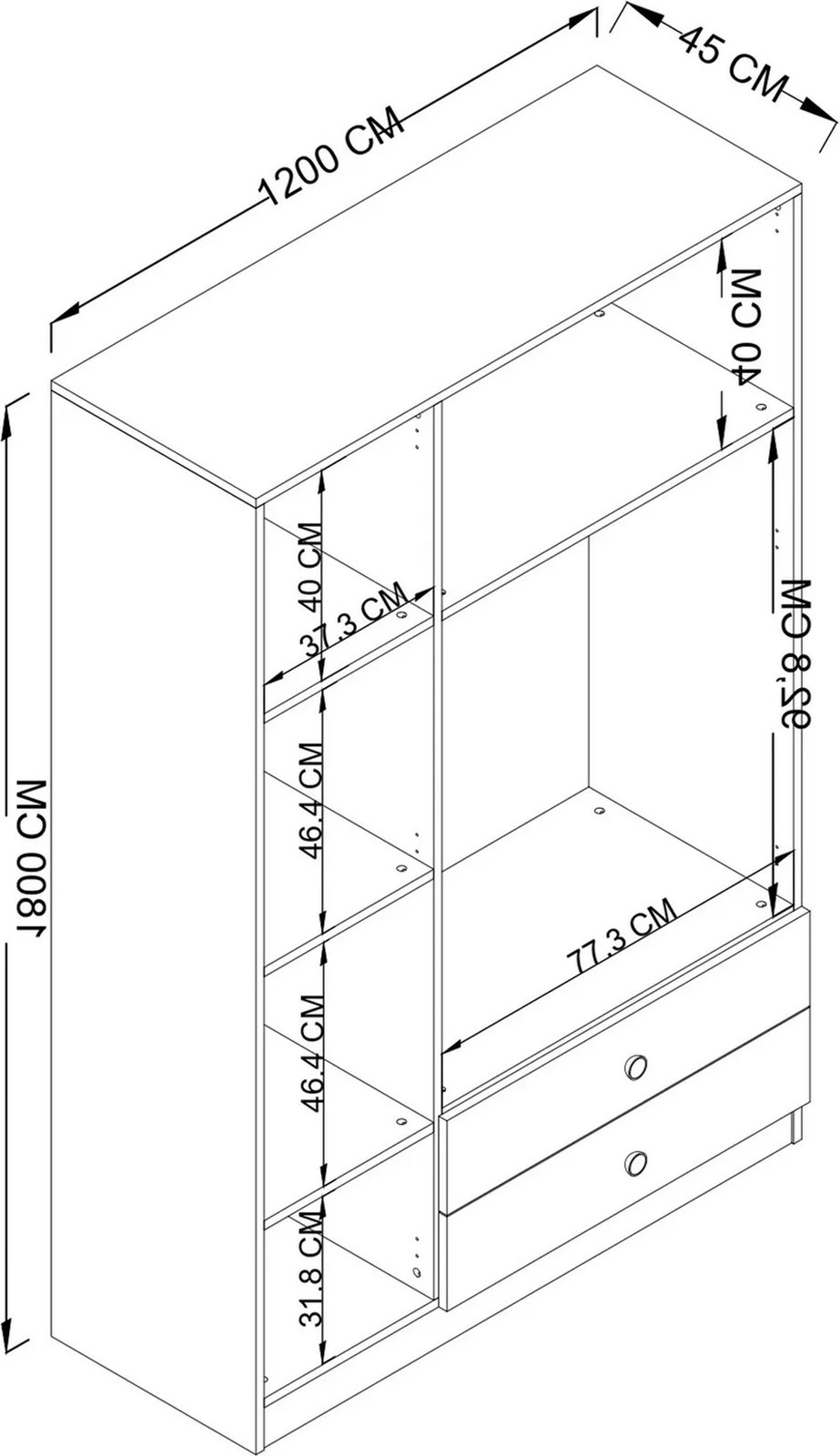 Dollap Hanah Home, Yaman 1600-027, ngjyrë arre, 120x181x45cm