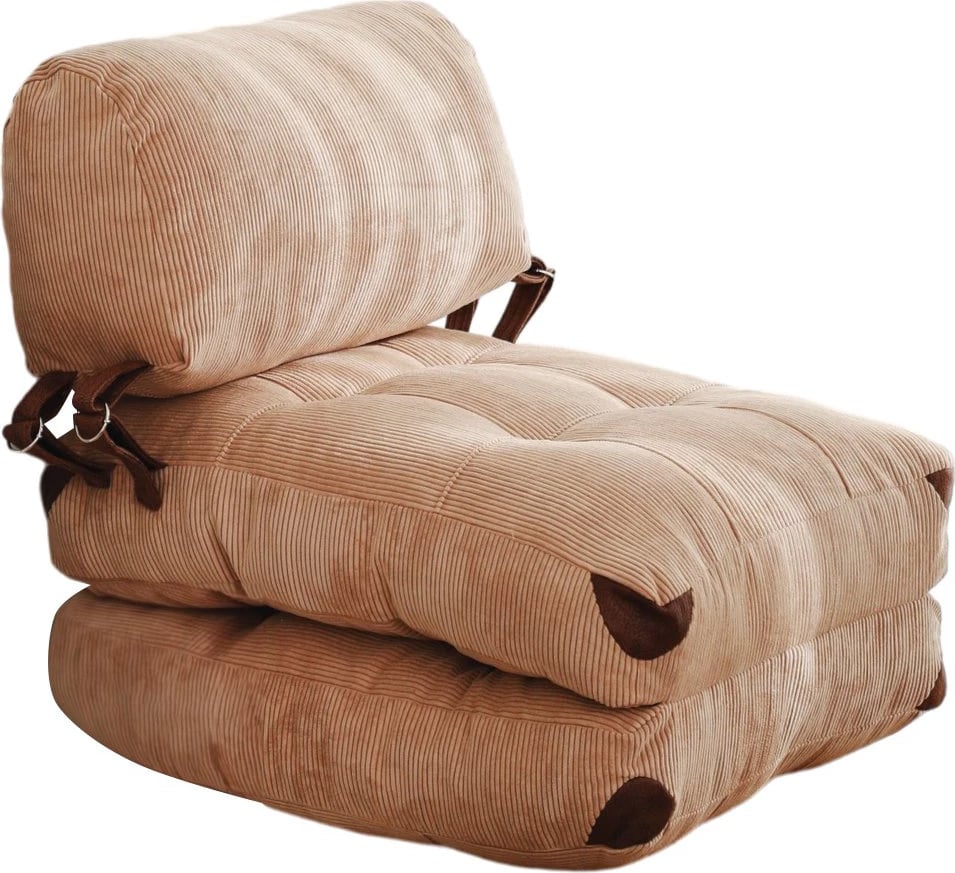 Krevati-karrige një vendësh, kadife Fold, ngjyrë deve, Atelier del Sofa