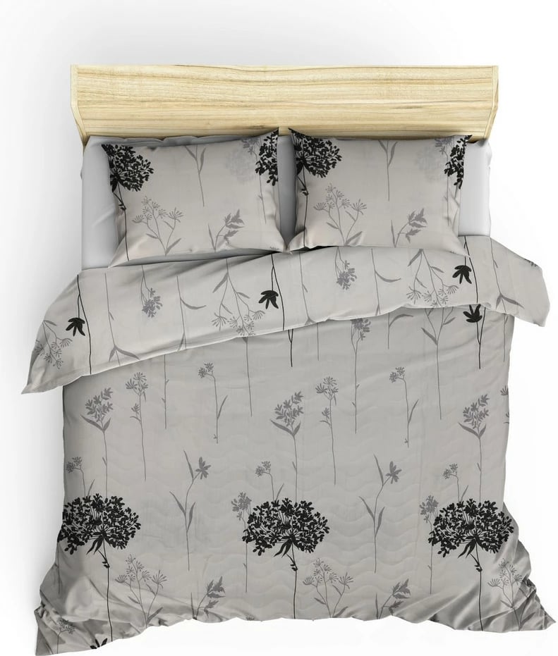 Set mbulesë krevati e qepur dyfishe, Efil, bezhë, gri