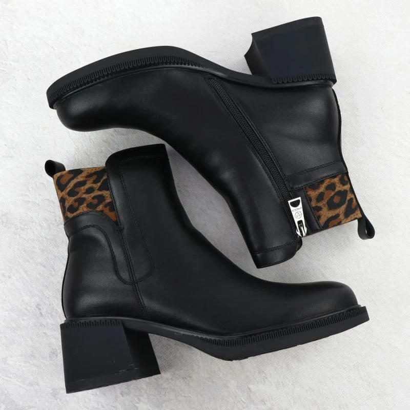 Çizme të shkurta lëkure Vinceza 26-66855, të zeza