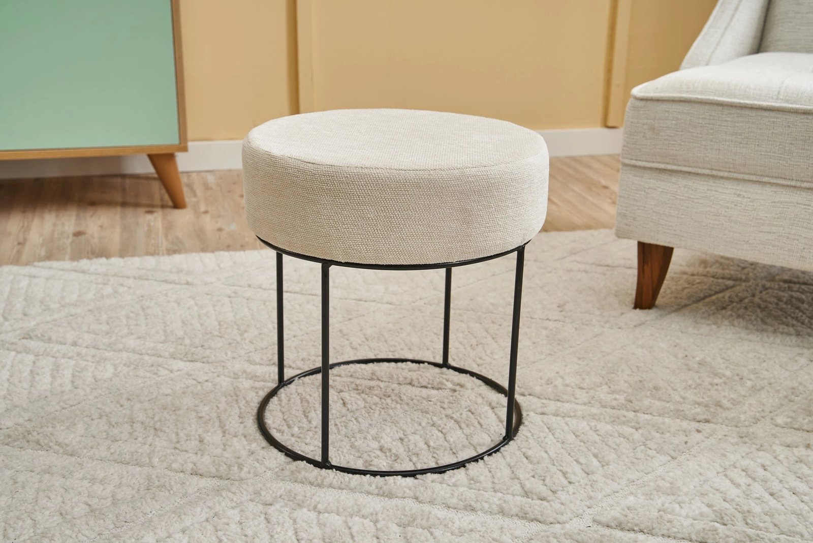 Puf Atelier del Sofa, Moon Steel Gabbana 02, krem dhe e zezë