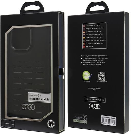 Mbështjellës Audi Synthetic Leather MagSafe për iPhone 16 Pro Max 6.9", i zi