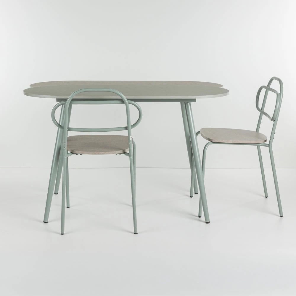 Tavolinë me karrige italiane, 4+1, ngjyrë gri-gur, 120x75x75