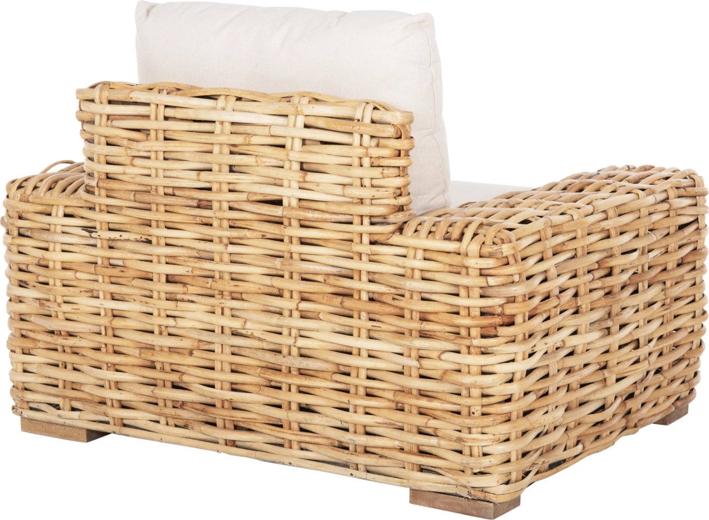 Shezlong për jashtë TROPEL FH9810 dru mango-rattan natyral-jastëk të bardhë 110x88x70-85Hcm