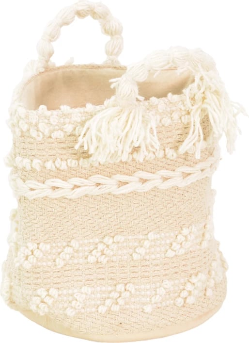 Shportë dekorative Fombra, pambuk dhe lesh, ecru, 25x25x25cm