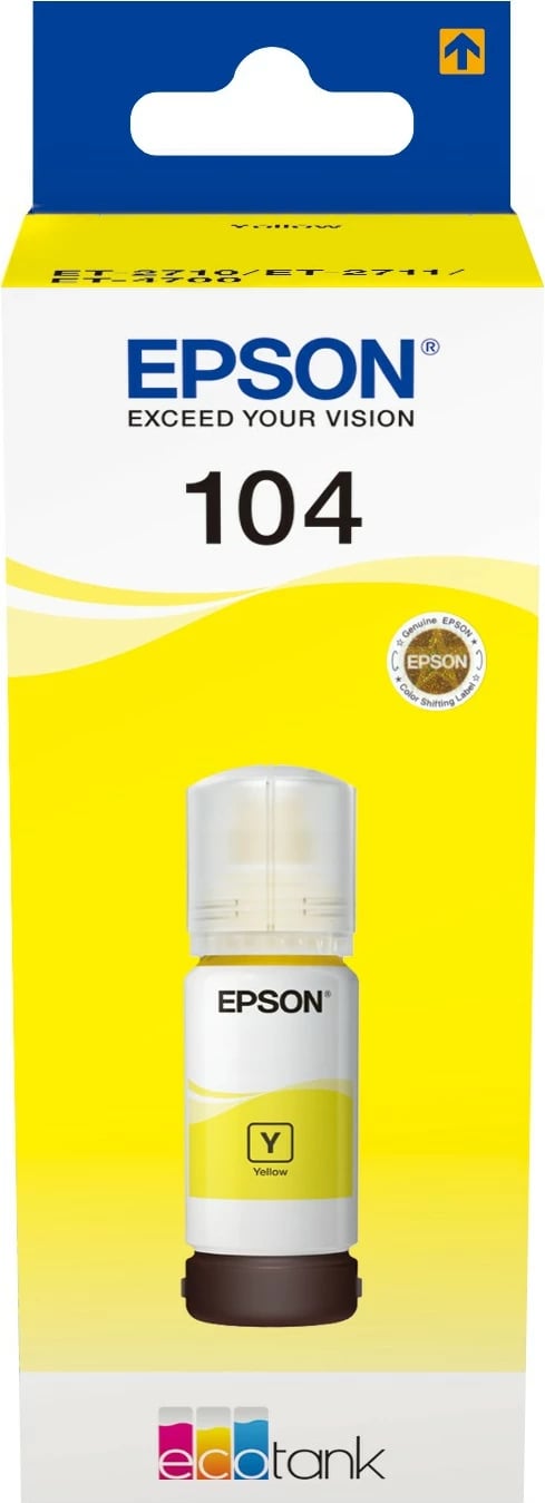 Shishe boje Epson EcoTank 104, e verdhë, 65 ml