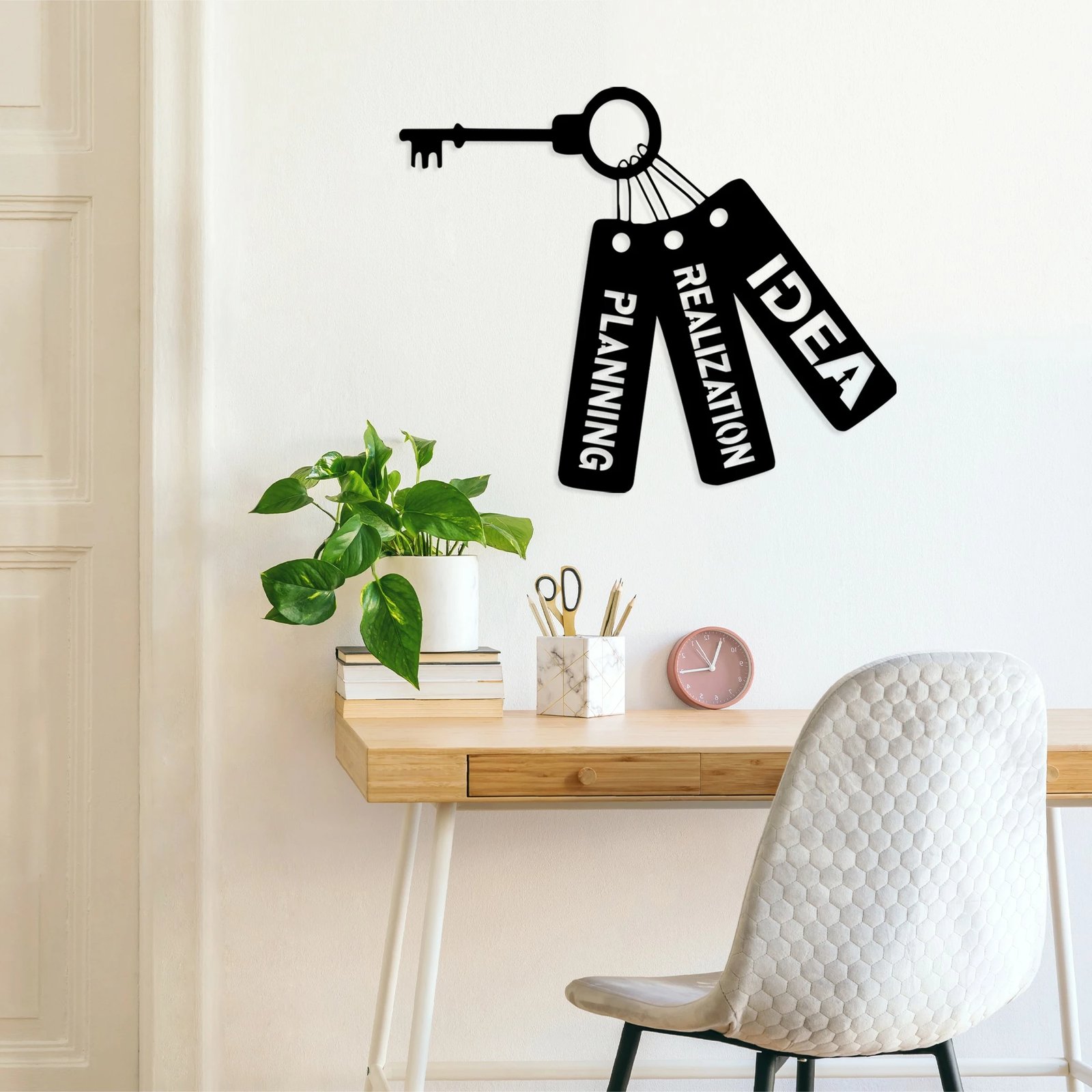 Aksesor dekorativ metalik për mur, Wallity, ide, realizim, planifikim