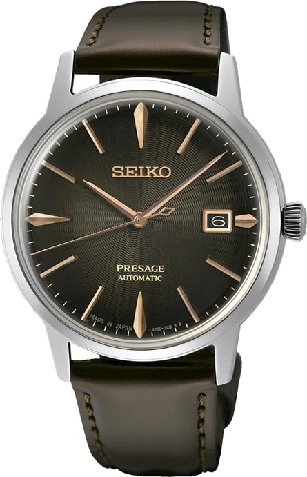 Orë dore SEIKO SRPJ17J1 për meshkuj, kafe
