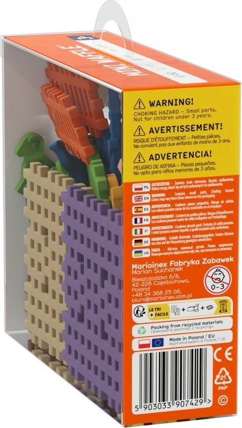 Set lodrash ndërtimi Marioinex Mini Waffle Animals, 62 pjesë, shumëngjyrëshe