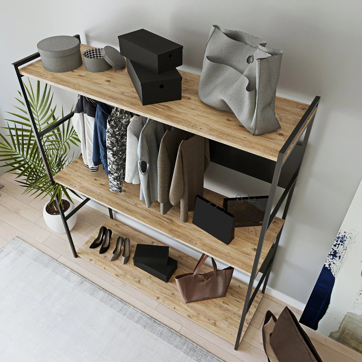 Dollap Skye Decor, Perpa, L650, ngjyrë lis dhe e zezë