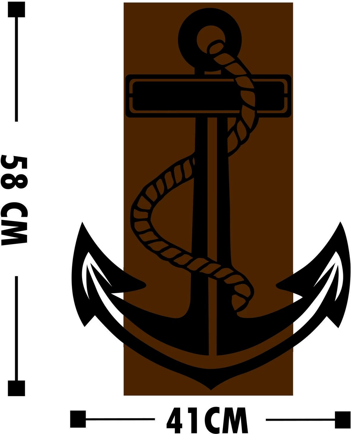 Aksesor dekorativ për mur, dru, ankorë, Wallity, ngjyrë arre dhe e zezë, 41x58cm
