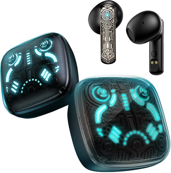 Kufje TWS ONIKUMA T1, Bluetooth 5.3, ANC, me kuti karikimi LED, të zeza