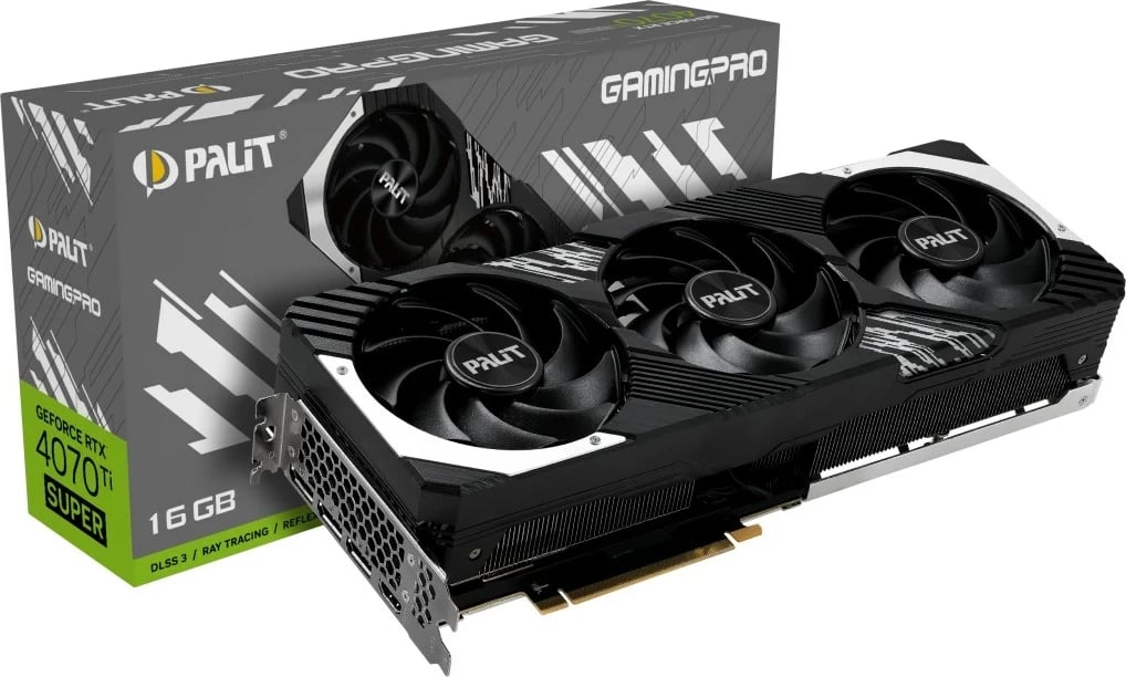 Kartelë grafike Palit GeForce RTX 4070 Ti SUPER GamingPro, 16 GB, Argjendtë