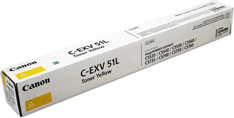Toner Canon C-EXV 51L rendiment rreth 24000 faqe, kod 0487C002, i verdhë