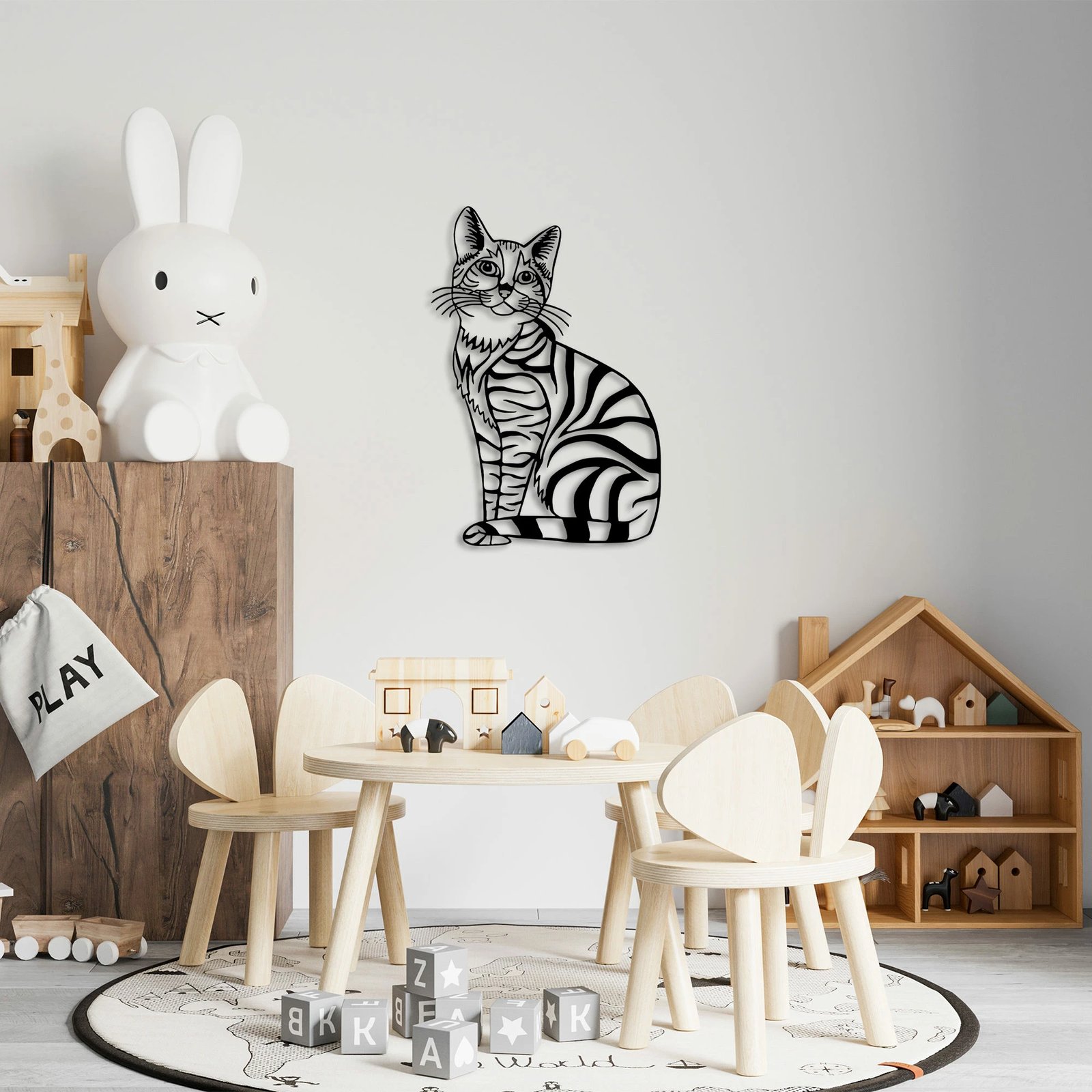 Aksesor dekorativ metalik për mur, mace, Wallity, 46x68cm